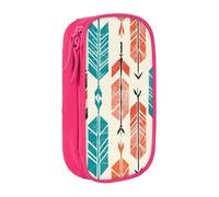 KCGSDEGV Pink Pen Pencil Cases with Coral and Teal Arrows Printed, Large Capacity Cute Pencil Bag Holder Stationery Organizer Box for School Girls Boys
