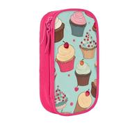 KCGSDEGV Pink Pen Pencil Cases with Cupcake Pattern Printed, Large Capacity Cute Pencil Bag Holder Stationery Organizer Box for School Girls Boys