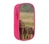 KCGSDEGV Pink Pen Pencil Cases with Elephant Family Printed, Large Capacity Cute Pencil Bag Holder Stationery Organizer Box for School Girls Boys
