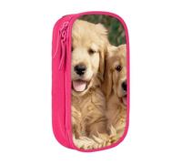 KCGSDEGV Pink Pen Pencil Cases with Golden Retriever Dogs Puppies Pets Printed, Large Capacity Cute Pencil Bag Holder Stationery Organizer Box for School Girls Boys