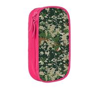 KCGSDEGV Pink Pen Pencil Cases with Green Army Digital Camouflage Printed, Large Capacity Cute Pencil Bag Holder Stationery Organizer Box for School Girls Boys