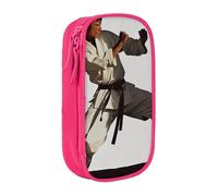 KCGSDEGV Pink Pen Pencil Cases with Karate Men Printed, Large Capacity Cute Pencil Bag Holder Stationery Organizer Box for School Girls Boys