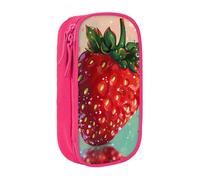 KCGSDEGV Pink Pen Pencil Cases with Lovely Strawberry Printed, Large Capacity Cute Pencil Bag Holder Stationery Organizer Box for School Girls Boys