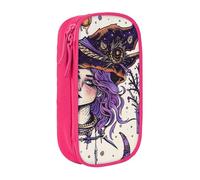 KCGSDEGV Pink Pen Pencil Cases with Magic Witch Witchcraft Bohemian Drawing Printed, Large Capacity Cute Pencil Bag Holder Stationery Organizer Box for School Girls Boys