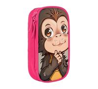 KCGSDEGV Pink Pen Pencil Cases with Monkey Art Printed, Large Capacity Cute Pencil Bag Holder Stationery Organizer Box for School Girls Boys