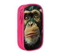 KCGSDEGV Pink Pen Pencil Cases with Monkey Printed, Large Capacity Cute Pencil Bag Holder Stationery Organizer Box for School Girls Boys