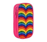 KCGSDEGV Pink Pen Pencil Cases with Rainbow Pattern Printed, Large Capacity Cute Pencil Bag Holder Stationery Organizer Box for School Girls Boys