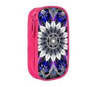 KCGSDEGV Pink Pen Pencil Cases with Rectangle Mandala Print Printed, Large Capacity Cute Pencil Bag Holder Stationery Organizer Box for School Girls Boys