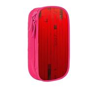 KCGSDEGV Pink Pen Pencil Cases with Red Stripe Printed, Large Capacity Cute Pencil Bag Holder Stationery Organizer Box for School Girls Boys