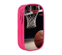 KCGSDEGV Pink Pen Pencil Cases with Sports Basketball Printed, Large Capacity Cute Pencil Bag Holder Stationery Organizer Box for School Girls Boys