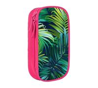 KCGSDEGV Pink Pen Pencil Cases with Tropical Palm Leaves Printed, Large Capacity Cute Pencil Bag Holder Stationery Organizer Box for School Girls Boys