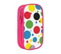 KCGSDEGV Pink Pen Pencil Cases with Twister Polka Dots Printed, Large Capacity Cute Pencil Bag Holder Stationery Organizer Box for School Girls Boys