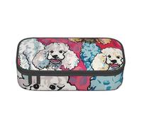 KCGSDEGV Poodles Dogs Printed Pencil Cases Cute Compartment Pencil Pouch Pen Bag Holder Stationery Organizer Box for School Girls Boys