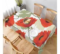 KCGSDEGV Poppy Flower Pattern Printed Rectangle Tablecloth 228x152 Cm - Water Resistant Table Cover Washable Tablecloths For Kitchen Dinning