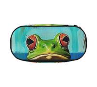 KCGSDEGV Puerto Rico Flag Frog Palm Trees Prints Pencil Case Stationery Organizer Pen Pouch Bag Makeup Bag for Travel School Work