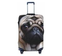KCGSDEGV Pug Dog Prints Elastic Luggage Cover with Invisible Zippers - Universal Suitcase Protector for Travel, Business Trips, S(18-21inch Suitcase)