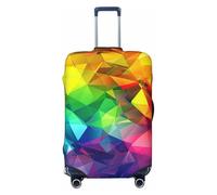 KCGSDEGV Rainbow Geometric Prints Elastic Luggage Cover with Invisible Zippers - Universal Suitcase Protector for Travel, Business Trips, M(22-24inch Suitcase)