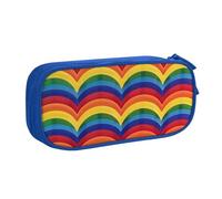 KCGSDEGV Rainbow Pattern Printed Pen Pencil Cases for School Girls Boys, Large Capacity Cute Pencil Bag Holder Stationery Organizer Box,Blue