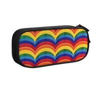 KCGSDEGV Rainbow Pattern Printed Pen Pencil Cases for School Girls Boys, Large Capacity Cute Pencil Bag Holder Stationery Organizer Box,Black