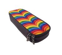 KCGSDEGV Rainbow Pattern Printed Pen Pencil Cases for Students Girls Boys, Cute Leather Pencil Bag Pouch Holder Stationery Organizer for School Work Travel
