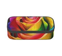 KCGSDEGV Rainbow Rose Flower Printed Pencil Cases Cute Compartment Pencil Pouch Pen Bag Holder Stationery Organizer Box for School Girls Boys