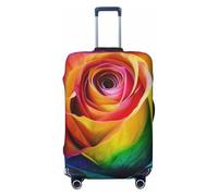 KCGSDEGV Rainbow Rose Flower Prints Elastic Luggage Cover with Invisible Zippers - Universal Suitcase Protector for Travel, Business Trips, M(22-24inch Suitcase)