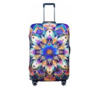 KCGSDEGV Rectangle Mandala Prints Elastic Luggage Cover with Invisible Zippers - Universal Suitcase Protector for Travel, Business Trips, S(18-21inch Suitcase)