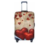 KCGSDEGV Red Hearts Prints Elastic Luggage Cover with Invisible Zippers - Universal Suitcase Protector for Travel, Business Trips, XL(29-32inch Suitcase)