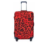 KCGSDEGV Red Leopard Pattern Prints Elastic Luggage Cover with Invisible Zippers - Universal Suitcase Protector for Travel, Business Trips, XL(29-32inch Suitcase)