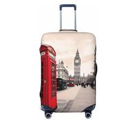 KCGSDEGV Red Phone Booth London Street Prints Elastic Luggage Cover with Invisible Zippers - Universal Suitcase Protector for Travel, Business Trips, XL(29-32inch Suitcase)