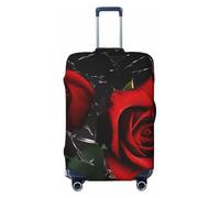 KCGSDEGV Red Rose Prints Elastic Luggage Cover with Invisible Zippers - Universal Suitcase Protector for Travel, Business Trips, S(18-21inch Suitcase)