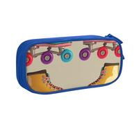 KCGSDEGV Retro Colorful Roller Skates Printed Pen Pencil Cases for School Girls Boys, Large Capacity Cute Pencil Bag Holder Stationery Organizer Box,Blue