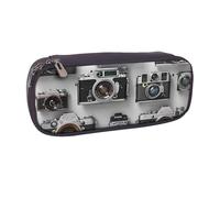 KCGSDEGV Retro Cool Camera Collection Printed Pen Pencil Cases for Students Girls Boys, Cute Leather Pencil Bag Pouch Holder Stationery Organizer for Kids Men Women