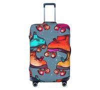 KCGSDEGV Retro Roller Skates Colorful Prints Elastic Luggage Cover with Invisible Zippers - Universal Suitcase Protector for Travel, Business Trips, S(18-21inch Suitcase)