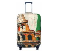 KCGSDEGV Roman Colosseum Italian Flag Prints Elastic Luggage Cover with Invisible Zippers - Universal Suitcase Protector for Travel, Business Trips, L(25-28inch Suitcase)