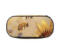 KCGSDEGV Rural Honey Bees Wildflowers Prints Pencil Case Stationery Organizer Pen Pouch Bag Makeup Bag for Travel School Work