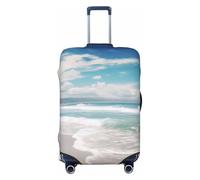 KCGSDEGV Sea Beach Prints Elastic Luggage Cover with Invisible Zippers - Universal Suitcase Protector for Travel, Business Trips, M(22-24inch Suitcase)