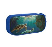 KCGSDEGV Sea Turtles Printed Pen Pencil Cases for School Girls Boys, Large Capacity Cute Pencil Bag Holder Stationery Organizer Box,Blue