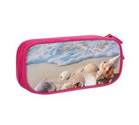 KCGSDEGV Shells On The Beach Printed Pen Pencil Cases for School Girls Boys, Large Capacity Cute Pencil Bag Holder Stationery Organizer Box,Pink