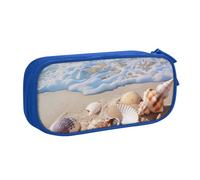 KCGSDEGV Shells On The Beach Printed Pen Pencil Cases for School Girls Boys, Large Capacity Cute Pencil Bag Holder Stationery Organizer Box,Blue