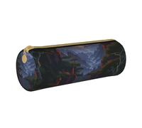 KCGSDEGV Shining Overlook Printed Round Pencil Case Cute Leather Pencil Pouch Pen Bag Holder Stationery Organizer Box for School Girls Boys