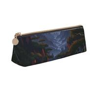 KCGSDEGV Shining Overlook Printed Triangle Pencil Case Cute Leather Pencil Pouch Pen Bag Holder Stationery Organizer Box for School Girls Boys