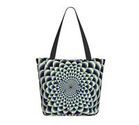 KCGSDEGV spiral optical illusion art Printing Tote Bag for Women Large Handle Bag Lightweight Shoulder Bag with Zipper for Shopping School Work Travel