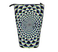 KCGSDEGV Spiral Optical Illusion Art Prints Standing Expandable Pencil Case Organiser for School Pens, Makeup & Travel for Students & Artists