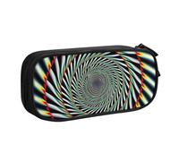 KCGSDEGV Spiral Optical Illusion Printed Pen Pencil Cases for School Girls Boys, Large Capacity Cute Pencil Bag Holder Stationery Organizer Box,Black