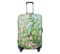 KCGSDEGV Springtime Herb Garden Prints Elastic Luggage Cover with Invisible Zippers - Universal Suitcase Protector for Travel, Business Trips, M(22-24inch Suitcase)