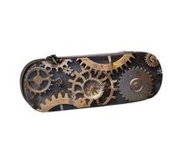 KCGSDEGV Steampunk Mechanical Gears Printed Pen Pencil Cases for School Girls Boys, Cute Leather Zipper Pencil Bag Holder Stationery Organizer Box