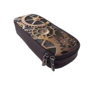 KCGSDEGV Steampunk Mechanical Gears Printed Pen Pencil Cases for Students Girls Boys, Cute Leather Pencil Bag Pouch Holder Stationery Organizer for School Work Travel