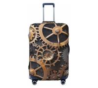 KCGSDEGV Steampunk Mechanical Gears Prints Elastic Luggage Cover with Invisible Zippers - Universal Suitcase Protector for Travel, Business Trips, S(18-21inch Suitcase)