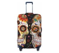 KCGSDEGV Sugar Skulls Prints Elastic Luggage Cover with Invisible Zippers - Universal Suitcase Protector for Travel, Business Trips, S(18-21inch Suitcase)
